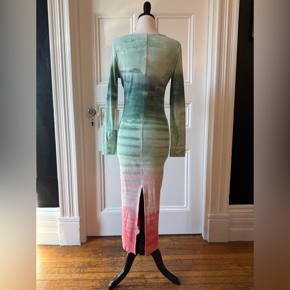 NWT Young Fabulous and Broke Leo Midi Dress Everglade Paintbrush Wash Green Pink - Picture 5 of 16